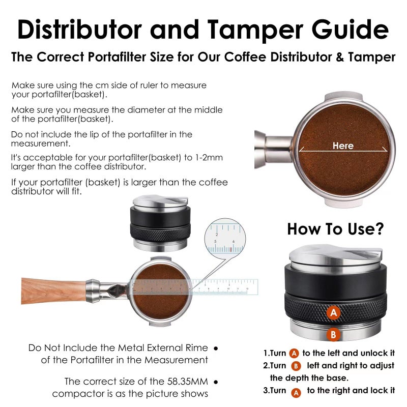 MATOW 58mm Coffee Distributor and Tamper  Dual Head Coffee Leveler Fits for Portafilter  Increased Adjustable Depth- Professional Espresso Hand Tampers - Image 5